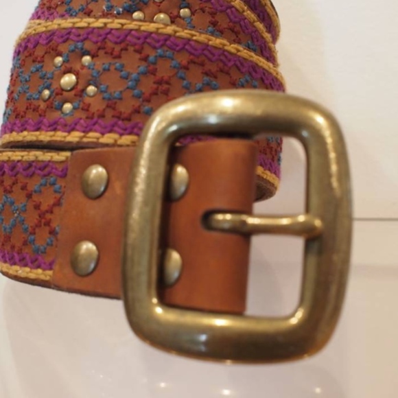 LUCKY BRAND Embroidered Suede Leather Belt sz M main image 5